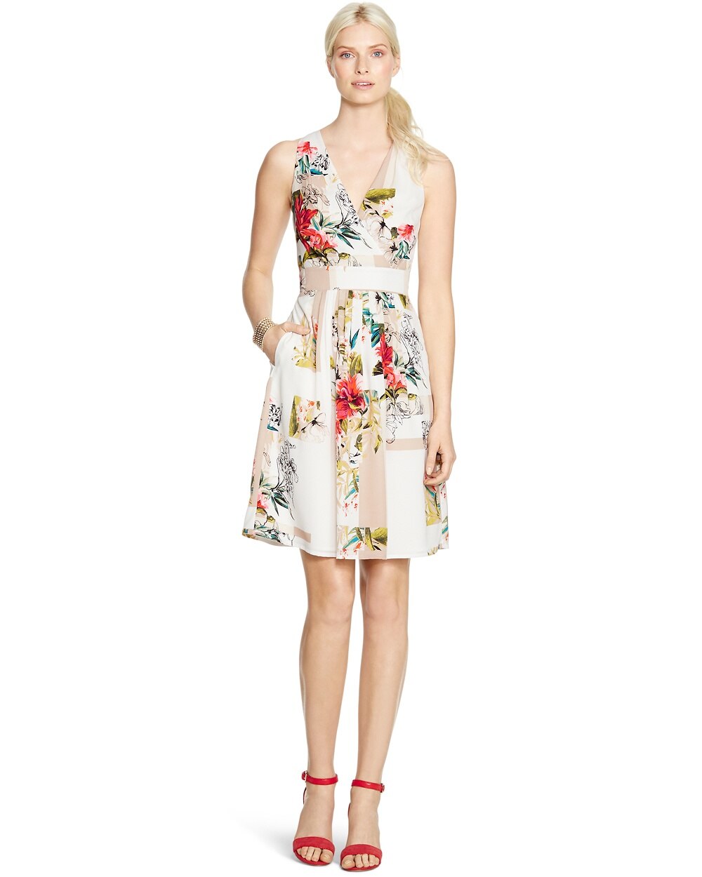 Sleeveless Watercolor Floral Dress ...